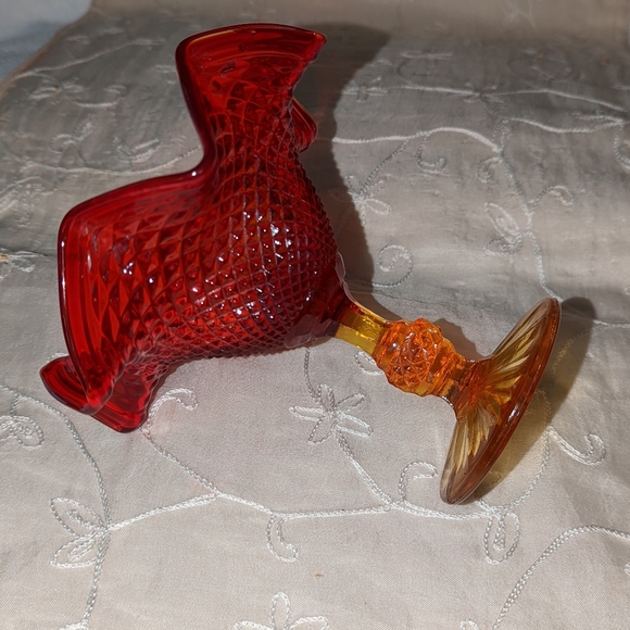 Vintage Jeannette Amberina compote dish. - Picture 2 of 7